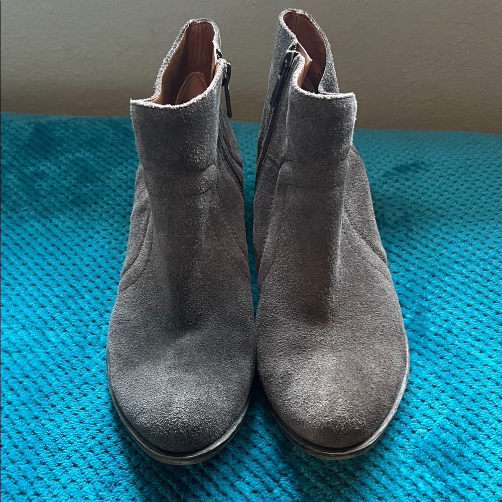 Lucky Brand Taupe Suede Ankle Booties